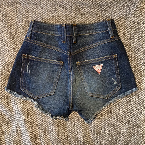 Guess High-Waisted Ripped Jean Shorts - Picture 2 of 7